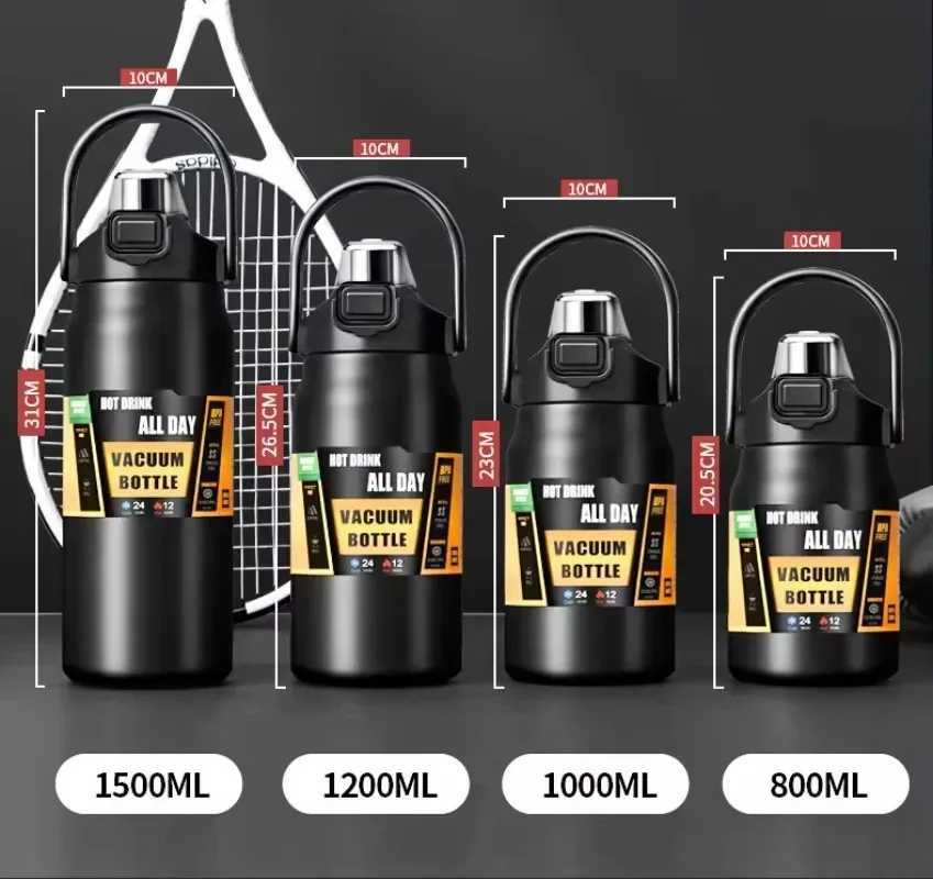 800/1500ML outdoor hot portable 304 stainless steel hot g vacuum flame hot and cold sports water bottle Y241114