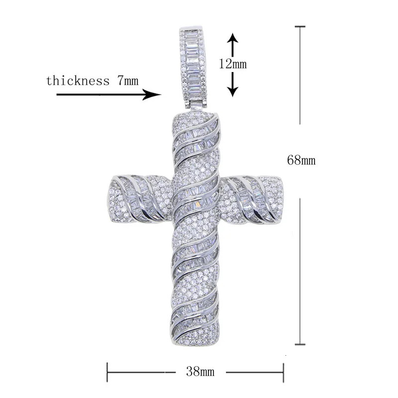 14K White Gold Lab Diamond Cross Pendant Party Wedding Pendants Necklace for Women Men Anniversary Jewelry Gift 241113