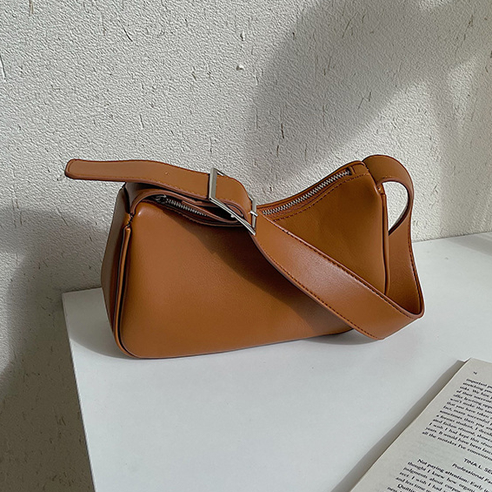 Women Simple Shoulder Bag PU Leather Versatile Armpit Bag Adjustable Strap Minimalist Shoulder Bag Daily Bag for Ladies