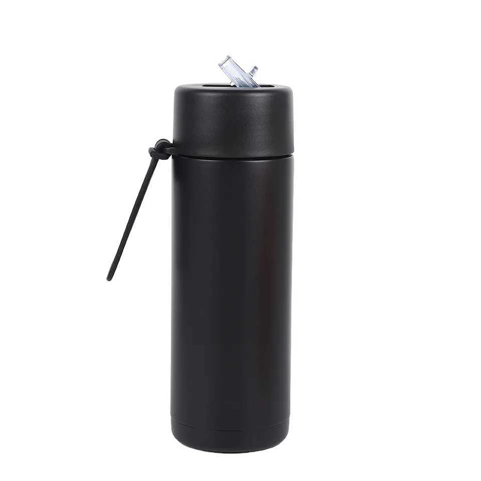 GCWAVE 22oz ceramic lined sports water bottle portable silicone water cup with straw large mouthed stainless steel insulated cup Y241114