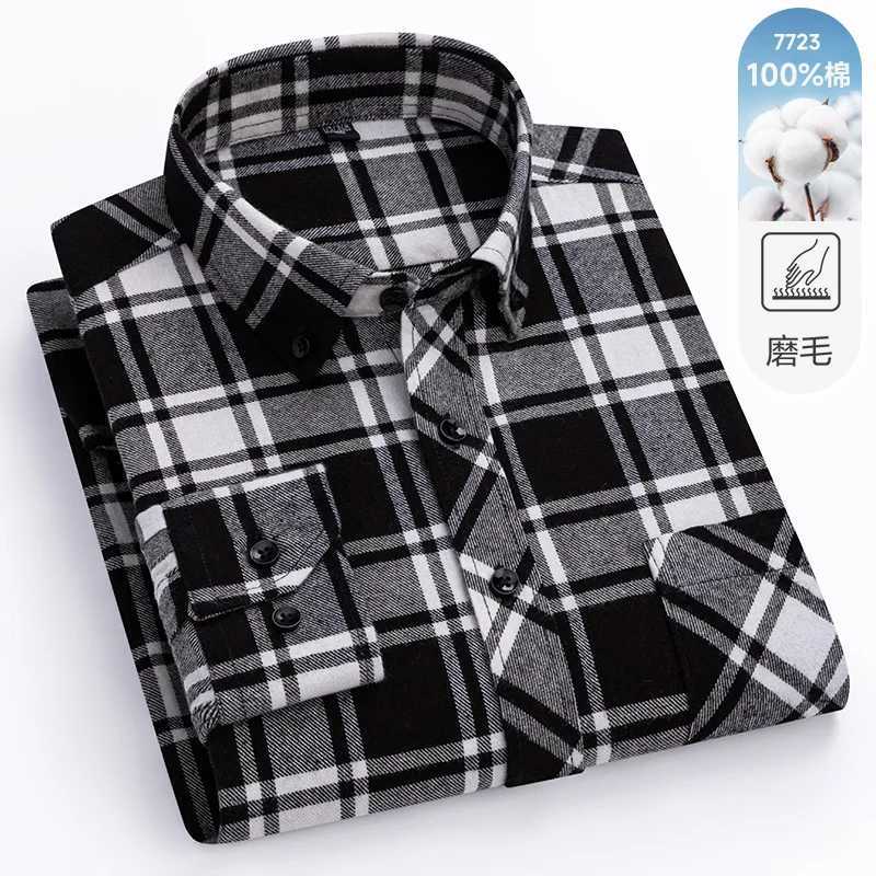 New Plaid shirts for men long sleeve 8XL Casual Fashion 100% Cotton Men Plus Size Shirts Long Sleeve Slim Fit Male ClothingXJ24113
