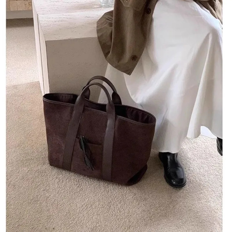 Autumn Winter Womens Bag Vintage Suede Large Capacity Handbag Simple Fashion Tote Large Purses and Handbags er 241114