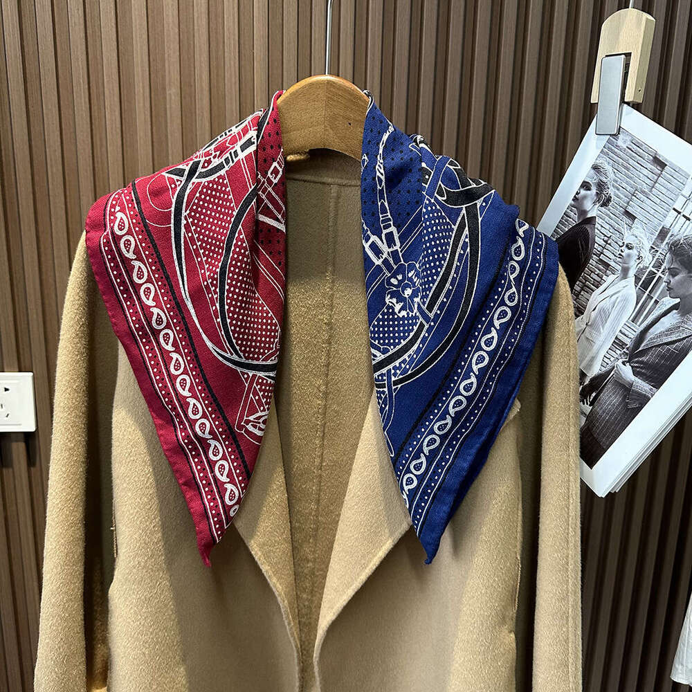 Wave Point Scepter Red Blue Women's Winter New Silk Wool Blended Premium Scarf Shawl