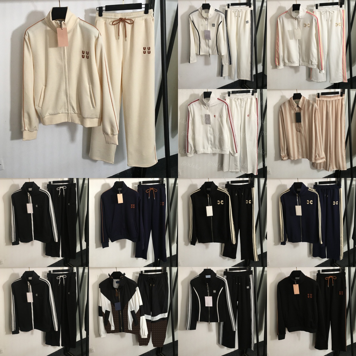 Fashion Design Tracksuit Women Stand Collar Zipper Sport Coat Elastic Waistband Sweatpants Multi Style Sports 2 Piece Set