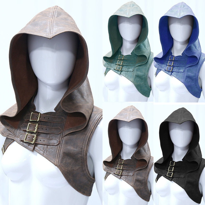 Costume Accessories Women Armor Huntress Men's Assassin Cosplay Costumes Carnival Leather Hooded Shawl Viking Warrior Cape