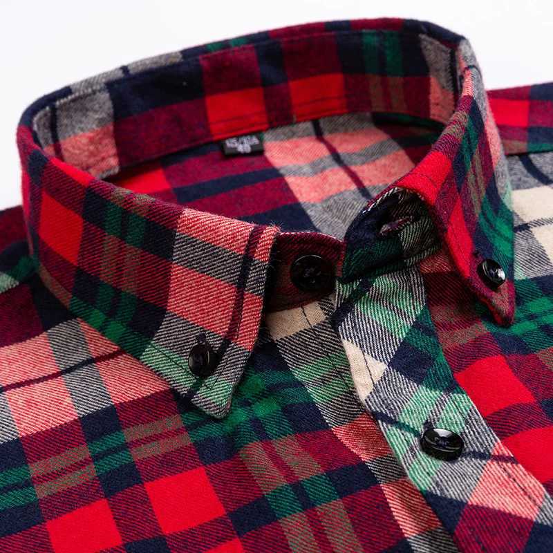 New Plaid shirts for men long sleeve 8XL Casual Fashion 100% Cotton Men Plus Size Shirts Long Sleeve Slim Fit Male ClothingXJ24113