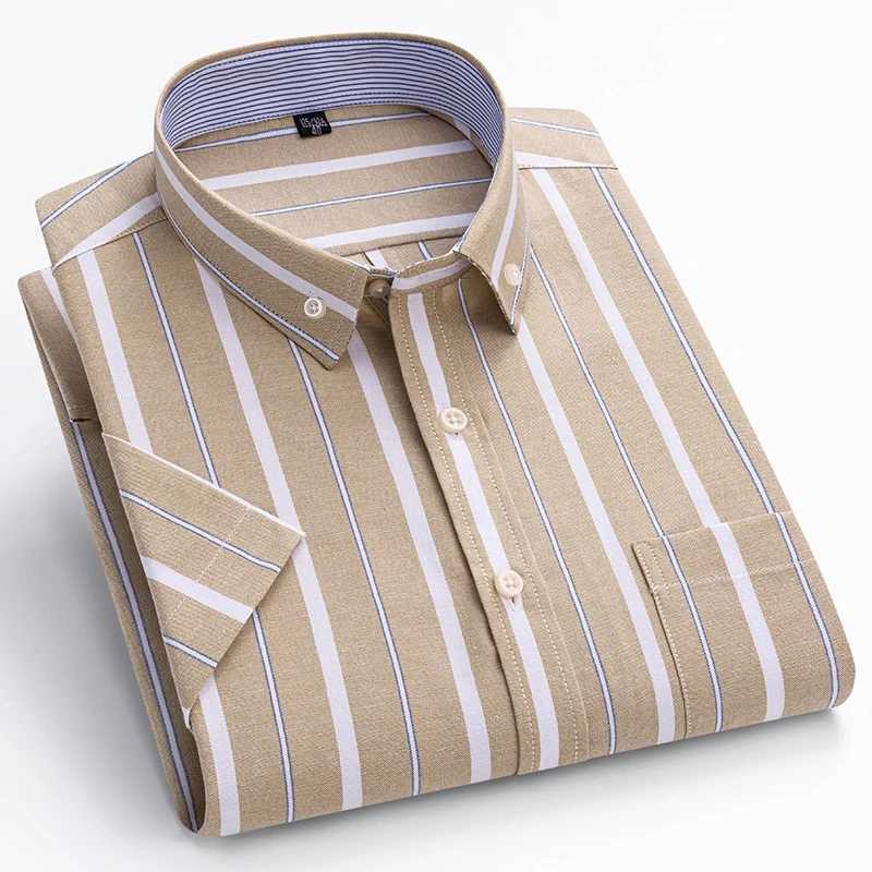 100% Cotton Oxford Mens Shirt Short Sleeve New High Quality Business Casual Fashion Mens Plus Size Shirt Formal S-7XLXJ24113