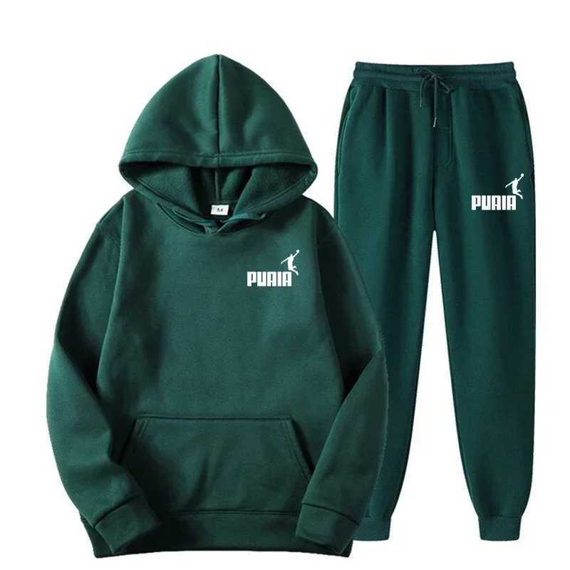 Mens Autumn and winter hooded sweatshirt set for couples jogging hooded sweatshirt+sports pants two-piece set T-shirt casual wear X241113
