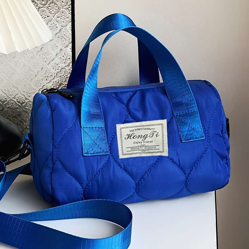 Chic Nylon Crossbody Bag for Girls - Trendy Quilted Shoulder Purse with Adjustable Strap, Lightweight & Zip Closure