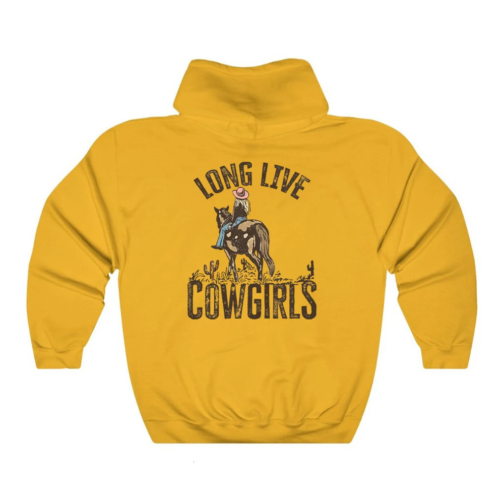 Long Live Cowgirls Hoodie Western Desert Hooded Sweatshirt Vintage Cactus Cowgirl Pullover Wild West Country Girl Trendy Hoodies 241114