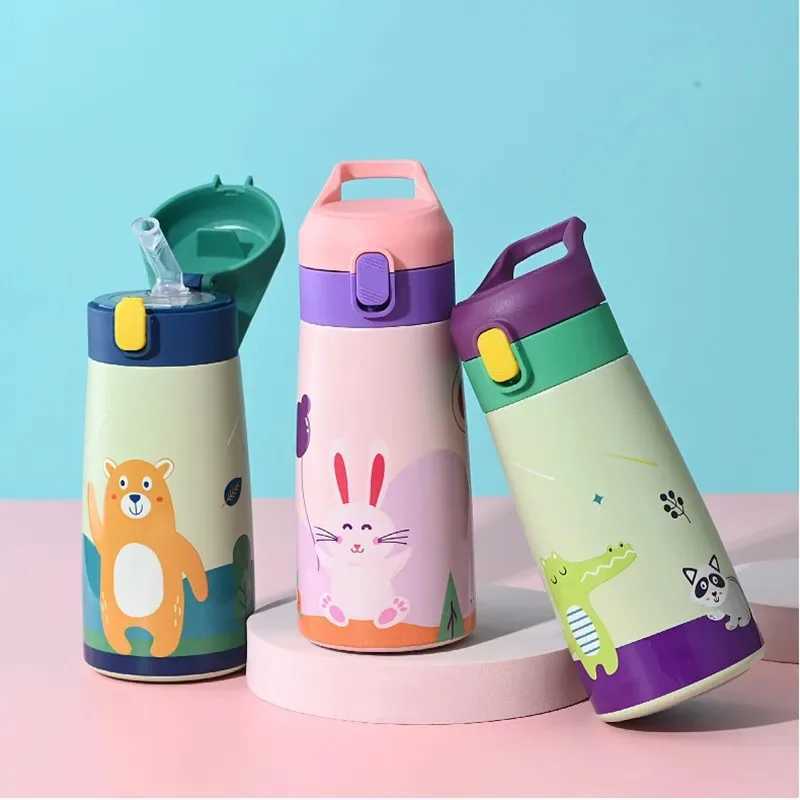 350ml/500ml high-quality childrens thermostat g double stainless steel cartoon vacuum film water bottle childrens cute thermostat Y241114