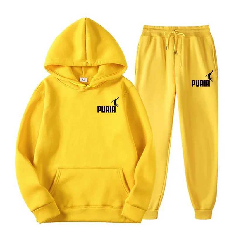 Mens Autumn and winter hooded sweatshirt set for couples jogging hooded sweatshirt+sports pants two-piece set T-shirt casual wear X241113