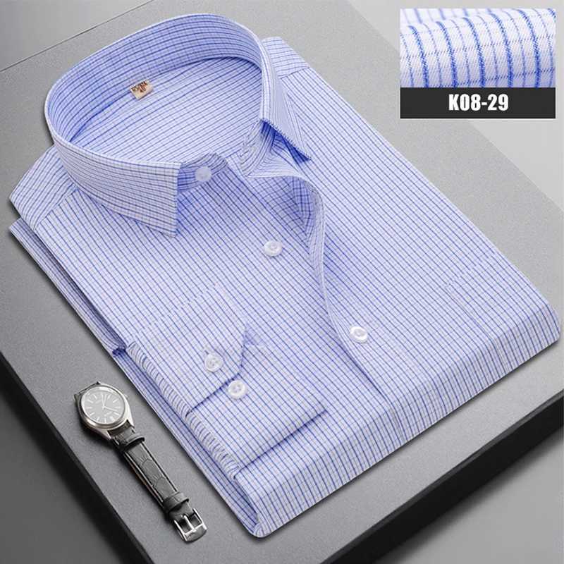 2023 Brand New Men Shirt Male Dress Shirts Striped Mens Casual Long Sleeve Business Formal Plaid Shirt camisa socialXJ24113