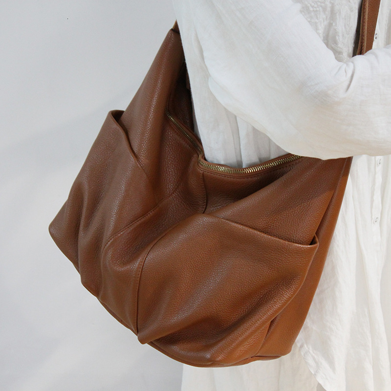 First Layer Cowhide Crossbody Female New Korean Version Large Capacity Leisure Shoulder Bag Genuine Leather BagVoyage