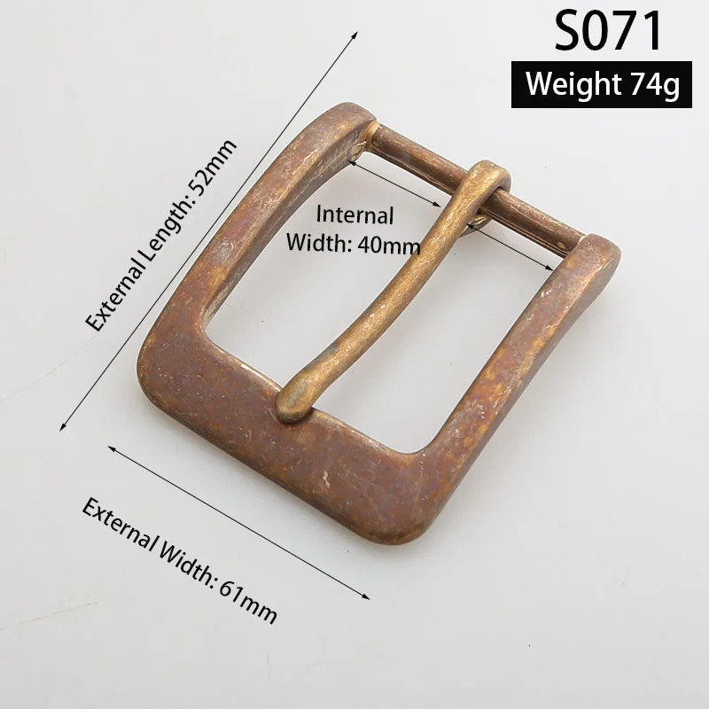 Solid Brass vintage Metal Belt Buckle 40mm Mens Stainless Steel Single Pin DIY Leather Craft 240401