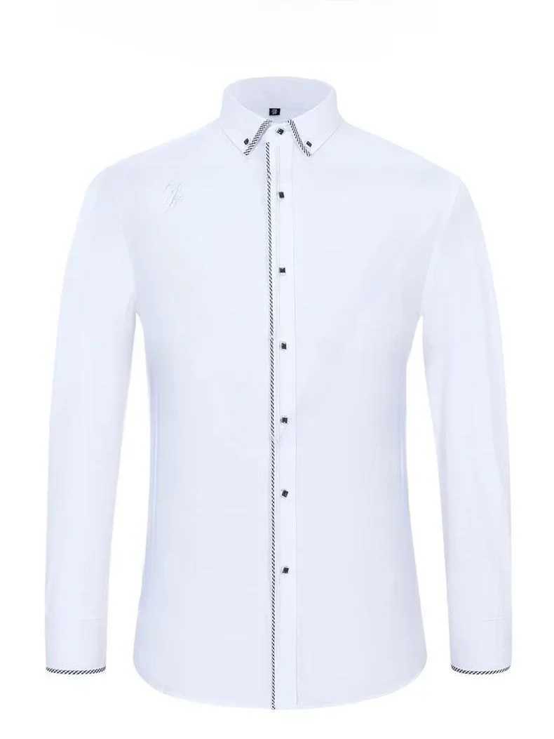 Trim Pure White Shirt for Mens Suits Business Casual Undershirt Long-Sleeved Shirt for Spring/autumn Business Slim Fit ShirtsXJ24113