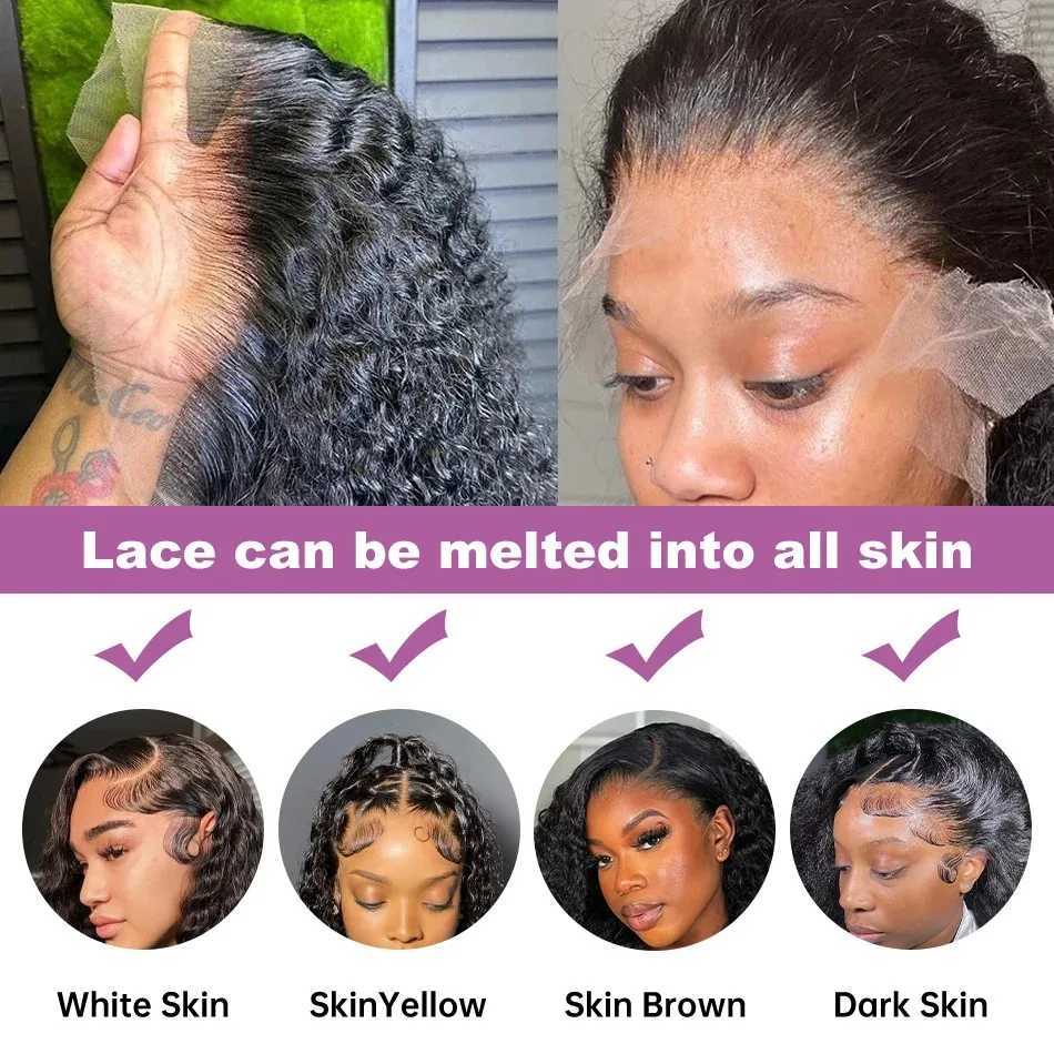 14 16 Inch Deep Wave 250 Density 13x4 Lace Front Human Hair Remy Wig 5x5 Glueless HD Short Bob Water Culry 13x6 Lace Frontal WigXJ241113