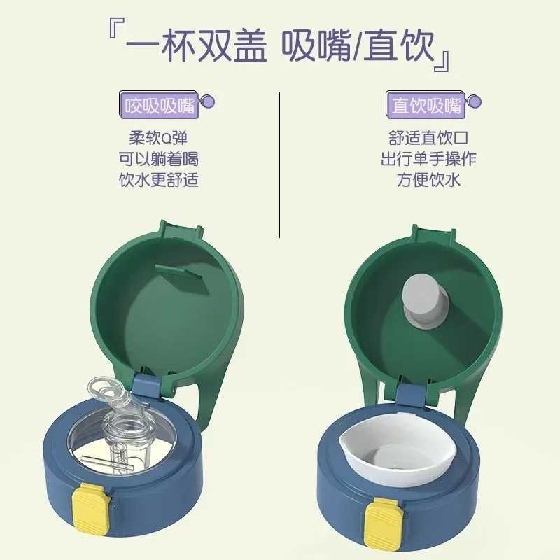 350ml/500ml high-quality childrens thermostat g double stainless steel cartoon vacuum film water bottle childrens cute thermostat Y241114