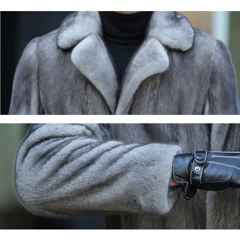 Artificial mens fur coat winter mens ultra-thin trend s mink coat fashion set collar long windproof mens clothing 241113