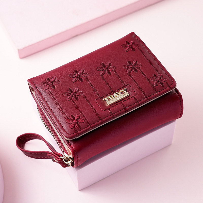 2025 New Brown Warm Tone Short Design Designer Multi Functional Zero Zipper Buckle Small Card Bag Women's Wallet Collection Bag