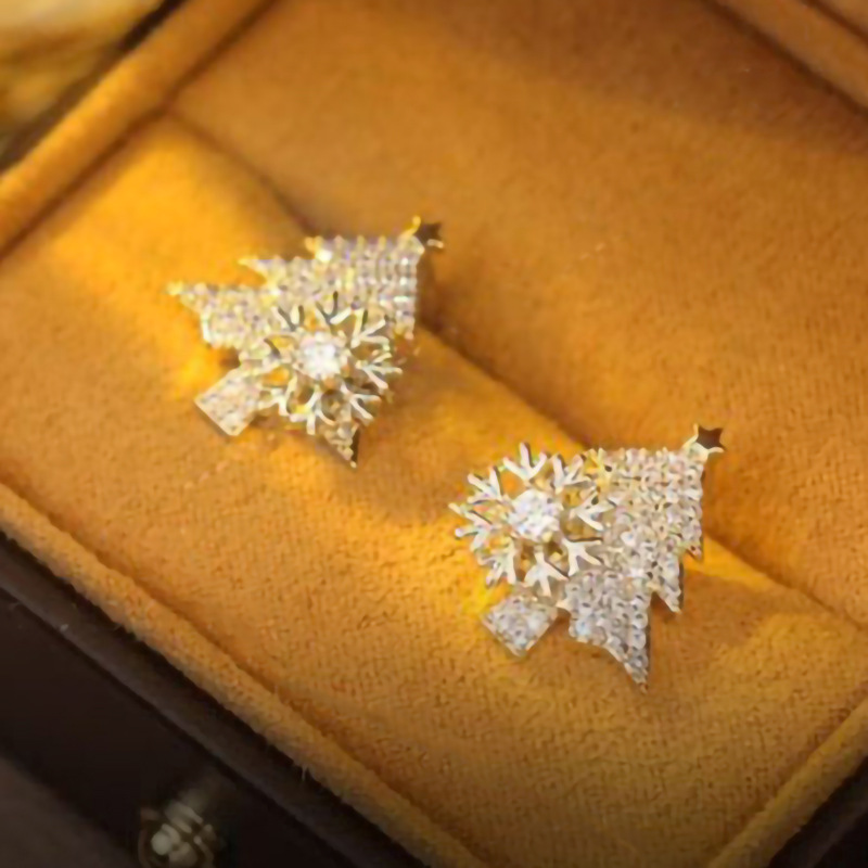 Sparkg Sterg Sier Rotating Snowflake Stud Earrings for Christmas