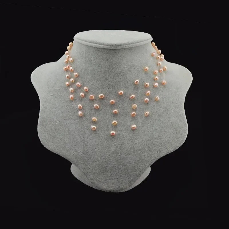 Wedding brides multi-layered short necklace necklace colorful Baroque pearl natural freshwater pearl necklace womens Collier 241113