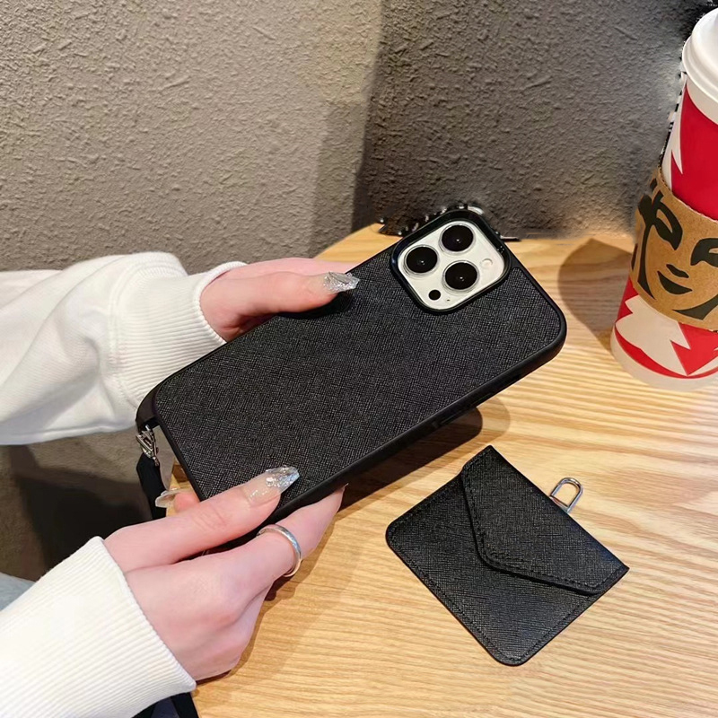 Crossbody Designer Phone Case for Apple iPhone 17 16 Pro Max 15 Plus 14 13 12 Luxury Leather Shoulder Strap Card Holder Universal Earphone Cover