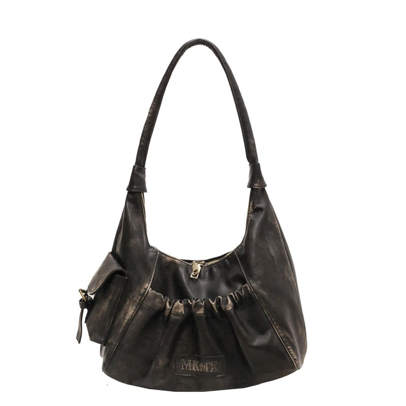 LEFTSIDE Retro Leather Shoulder Bags for Women Winter Vintage Underarm Bag Handbags and Purses Latest Fashion Hand Bag 241114