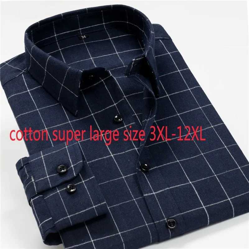 New Arrival Spring Autumn Men Thick Formal Extra Large Cotton Long Sleeve Shirts High Quality Plus Size 3xl- 8xl 9xl 10xlXJ24113