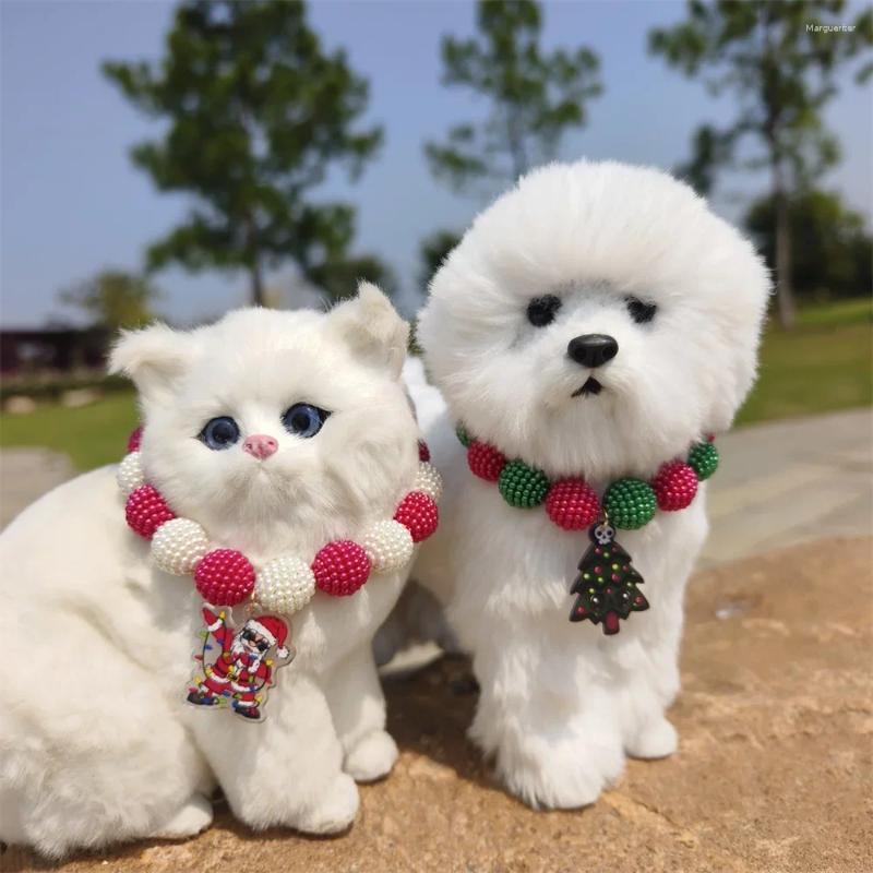 Dog Collars Fashion Christmas Halloween Personalized Yangmei Ball Pearl Pet Collar Handmake Necklace Jewelry For Cat Party