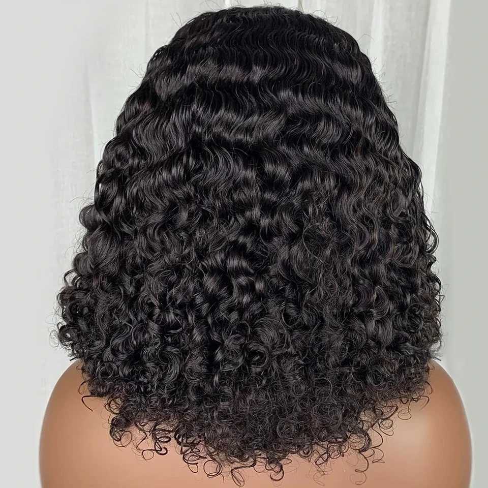 Wear And Go 13x4 Deep Wave Human Hair Short Bob Wigs For Women Ready To Go Glueless Kinky Curly Lace Front Wig Pre Cut No LaceXJ241227