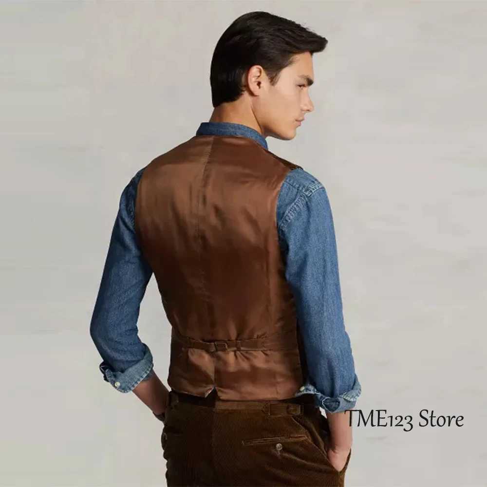 Mens Corduroy Slim Single-breasted Vest Casual Bussiness Vest Men Casual Sleeveless Jacket Vests LX241114 - view 3