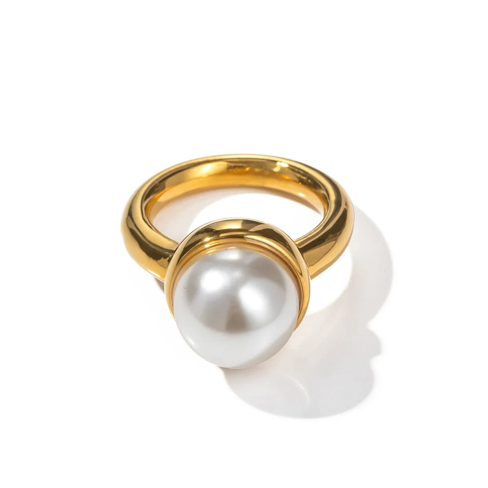 Baroque pearl inlaid ring 100% 18K gold-plated PVD stainless steel womens jewelry personal ring jewelry gift wholesale 241113