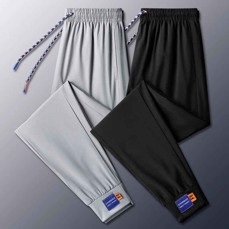 Summer Ice Silk Casual Pants Mens Season Quick Drying Ultra Thin Comfortable Sports Breathable L 240412
