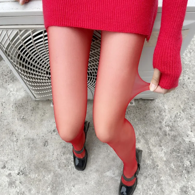 Sexy Socks Women Red Pantyhose Sexy Year Red Socks Female Lace Solid Translucent Bodys Mujer Bottom Tights Elastic Wedding Bride Stockings z241106