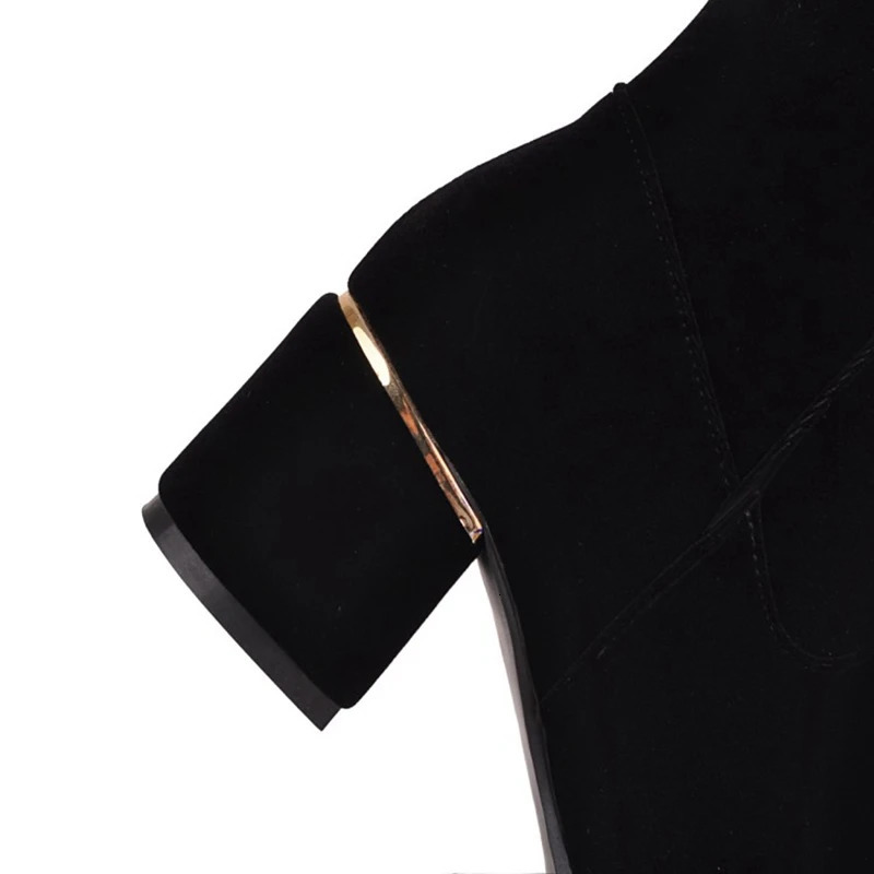 REALE CAT Spring Autumn High Knee Suede Dome Rhinstone Female Short High Heels Big 32-52 S2409 241113