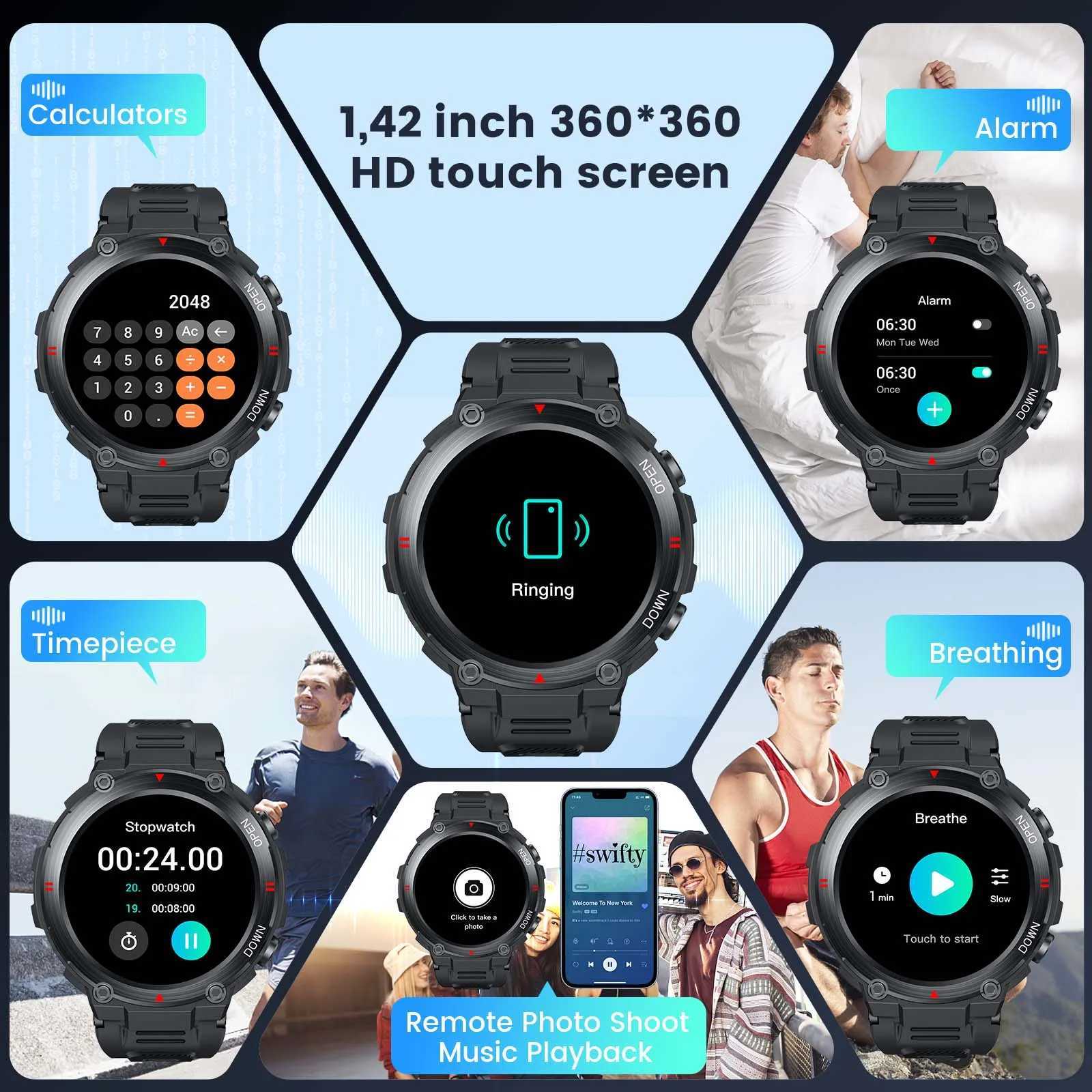 CanMixs K22 Watch Call Smart Watch Mens Outdoor Sports Fitness Tracker Music Play Android iOS Smart Watch Y241114