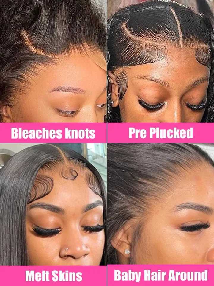 30 34 36 Inch Straight HD Transparent 13x6 Lace Front Wig 100% Raw Indian Human Hair 250% 13x6 HD Lace Frontal Human Hair WigsXJ241113