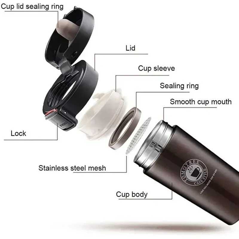 500ML hot g leak proof hot g coffee double wall 304 stainless steel coffee cup tea vacuum foil hot MOS water bottle Y241114