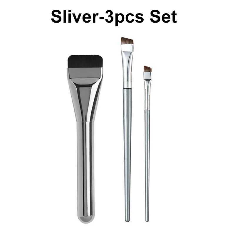 3pcs Flat Top Foundation Brush Angled Eyeliner Brush Set Ultra Makeup Brushes Set Ultra-thin Traceless Concealer Eyeliner BrushXJ241113