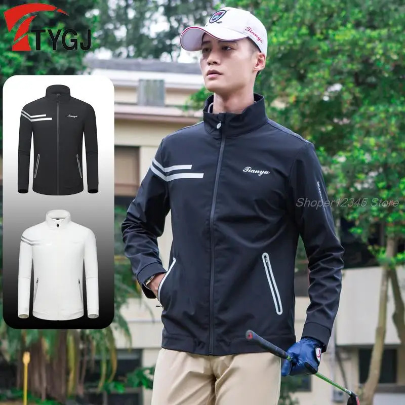 Autumn/Winter Mens Golf Jacket Waterproof Full Zipper Mens Casual Jacket Windproof and Warm Golf Clothing Sports Jacket 241114