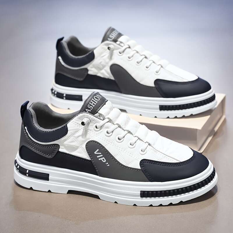 1pc Men's Fashion Skate Shoes - Casual/Sporty Style, Low-Top, Plaid Pattern, Comfortable Non-Slip Lace-Up Sneakers, PU Upper, Fabric ing, PVC Sol