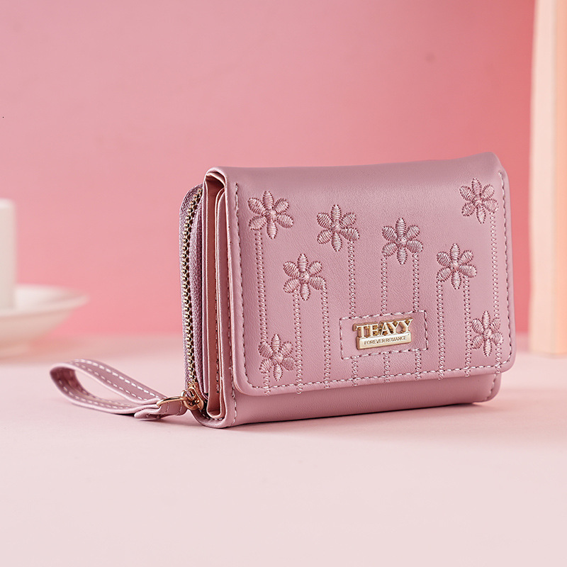 2025 New Brown Warm Tone Short Design Designer Multi Functional Zero Zipper Buckle Small Card Bag Women's Wallet Collection Bag