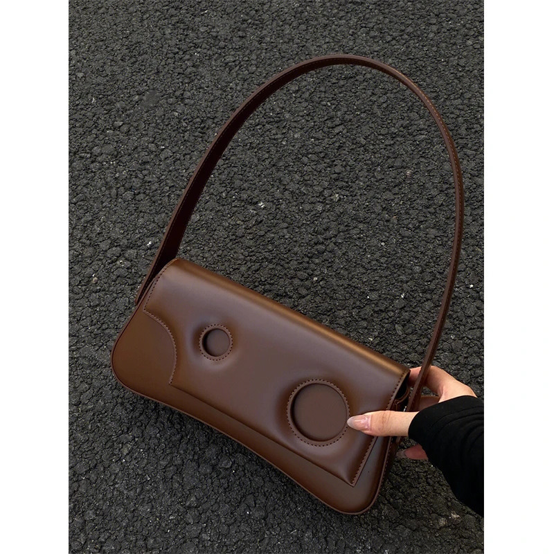 Autumn Winter Fashion High Level Women Single Shoulder Bag Solid Hollow Out PU Leather Female Handbag Casual Simple Underarm Bag 241114