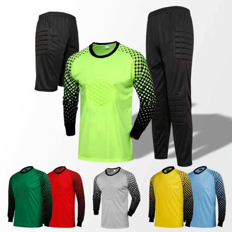 Mens goalkeeper clothing set adult and childrens long Sleve sponge pad match training goalkeeper kit wholesale X241113