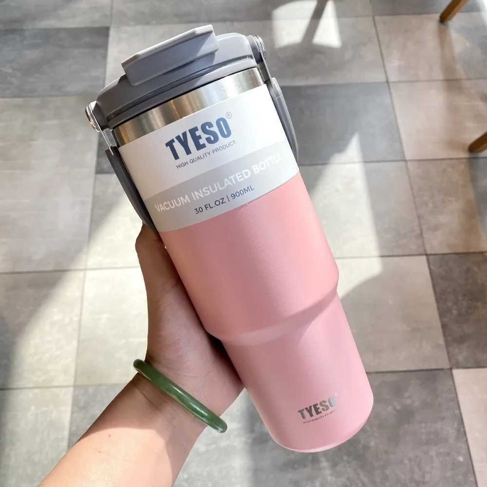 Large coffee cup stainless steel hot water bottle double-layer crazy cold crazy hot large capacity double-layer hot drink car cup Y241114