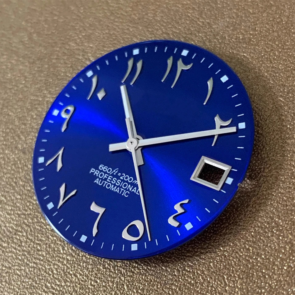 Arabic Numerals Watch Dial, 28.5mm, for NH35 NH36 Movement Watch Accessories, Sunburst Arabic Dial NH35, 4.2 3.8 3.0 Crown