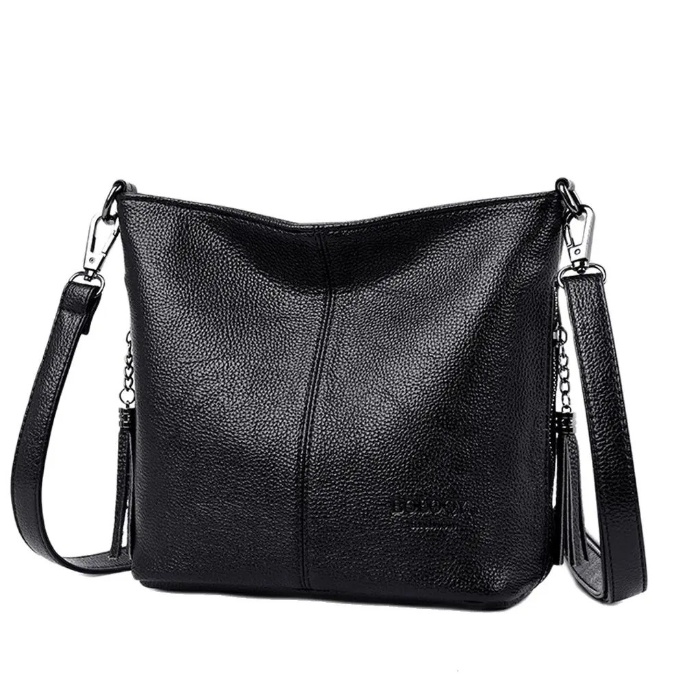 High quality soft leather wallet fashionable womens shoulder messenger bag trend tassel bag womens handbag Sac 241113