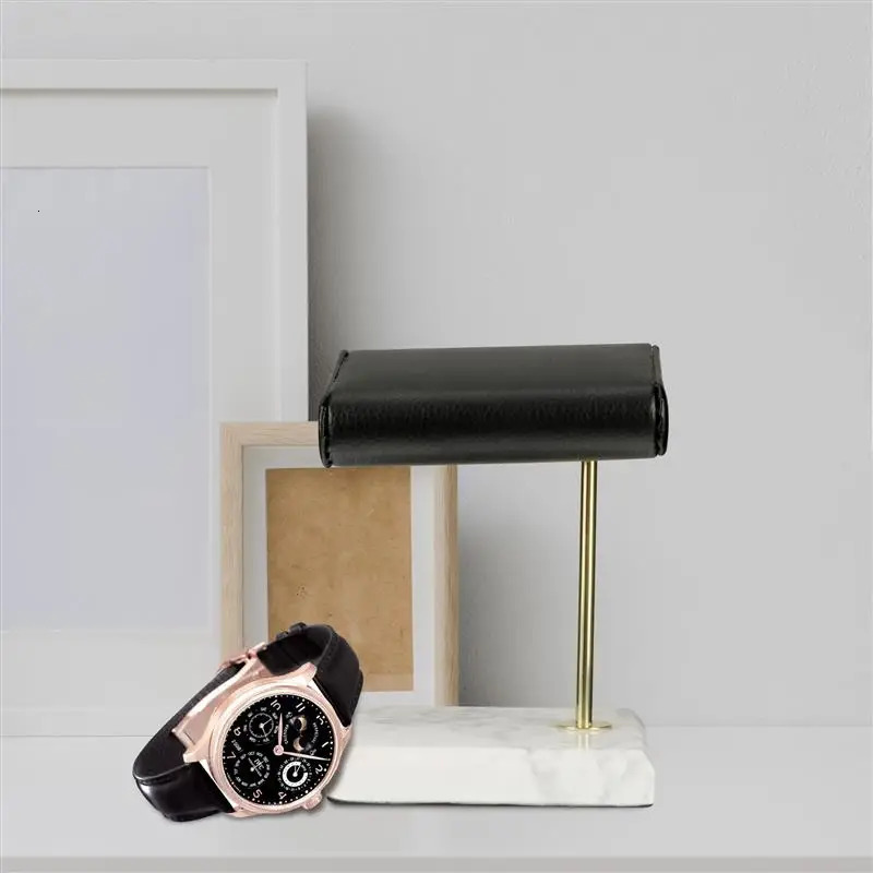 1pc Retro Watch Display Stand Marble PU Showcase Jewelry Holder Display Shelf Single Case Wrist Bangle Bracelet Storage Rack 241113