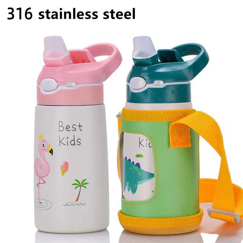 400ML childrens hot water bottle childrens hot g baby duck bill straw 316 stainless steel vacuum flame hot cup Y241114
